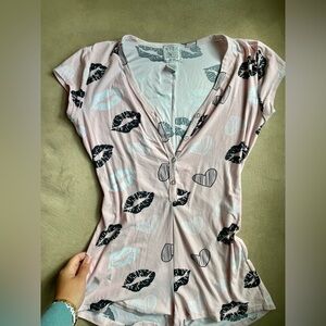 light pink PJ Romper Onesie